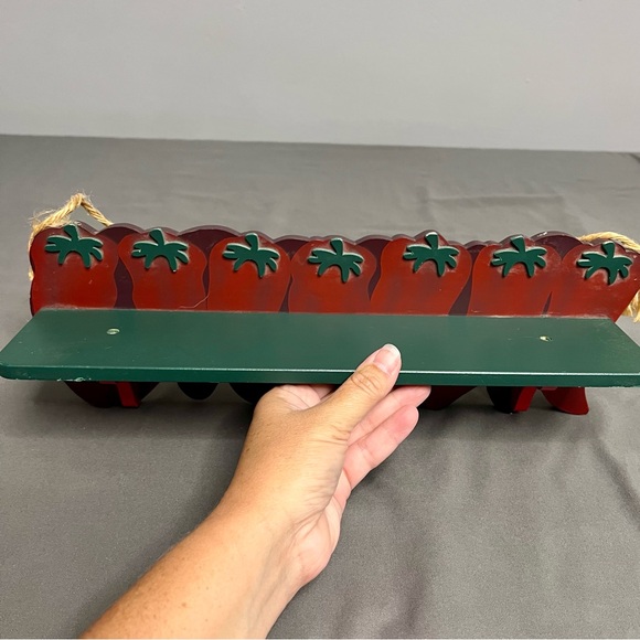 Other - VTG Wooden Red Peppers Hanging Or Wall Mounted Shelf 16x3.5x5”